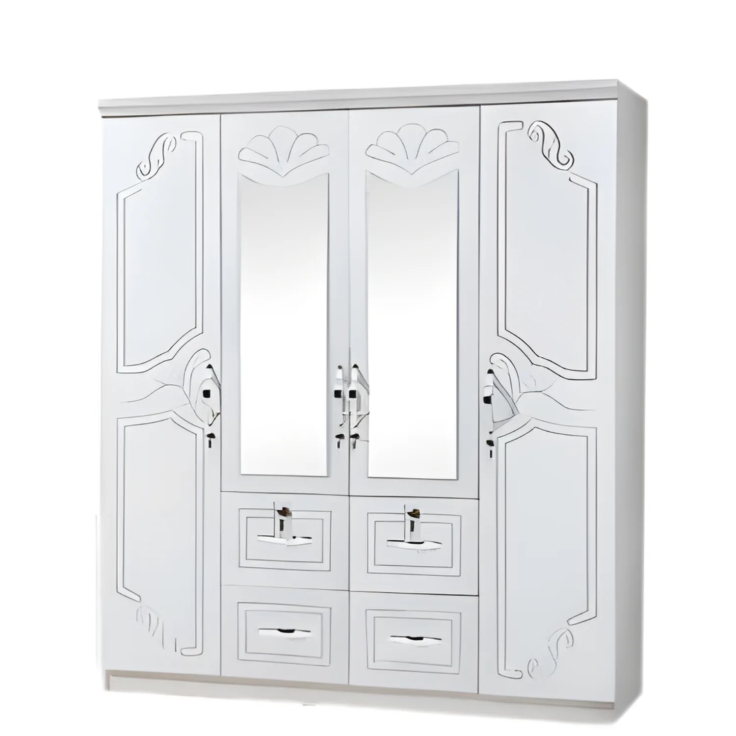 SK-14 WENGE/white-silk 4-DOOR WARDROBE