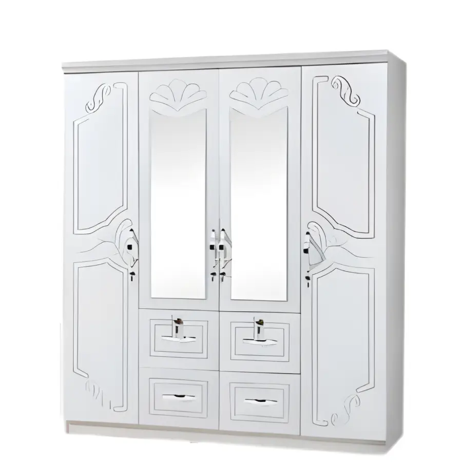 SK-14 WENGE/white-silk 4-DOOR WARDROBE