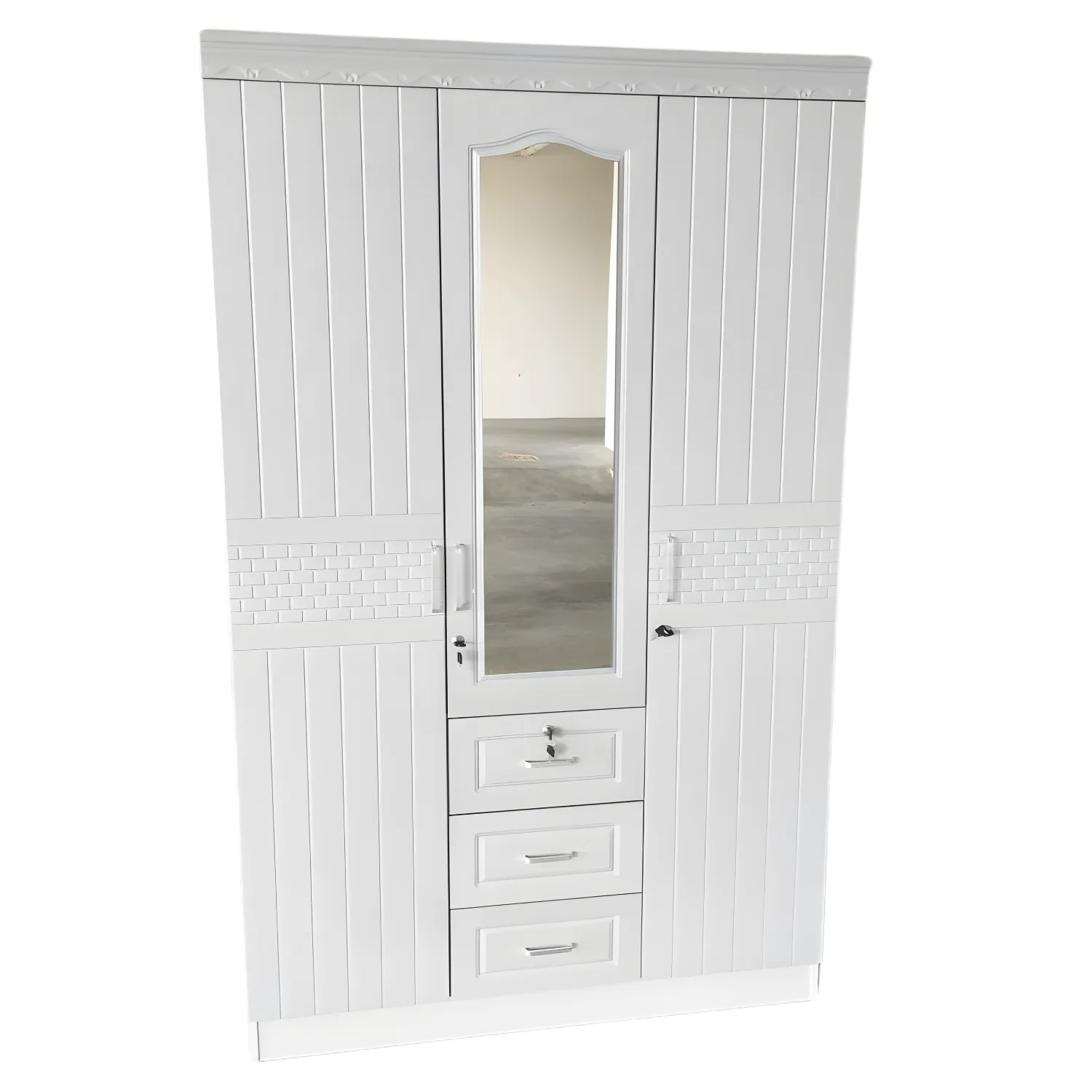 SK-83 white-silk 3-DOOR WARDROBE