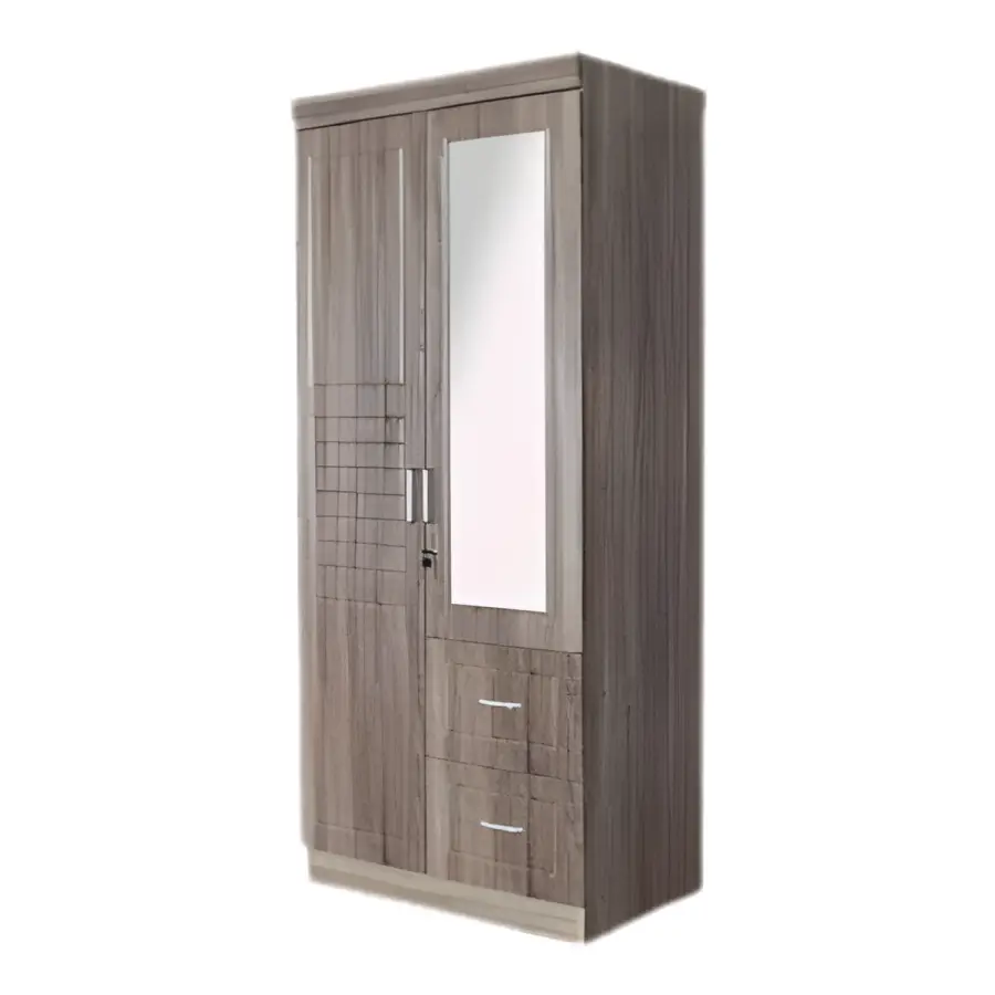SK-402 Dark Natural Wood 2-DOOR WARDROBE