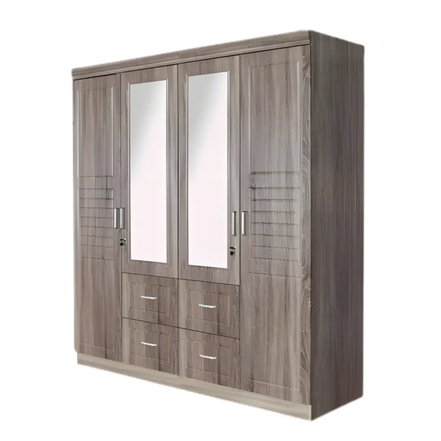 SK-404 Dark Natural Wood 4-DOOR WARDROBE