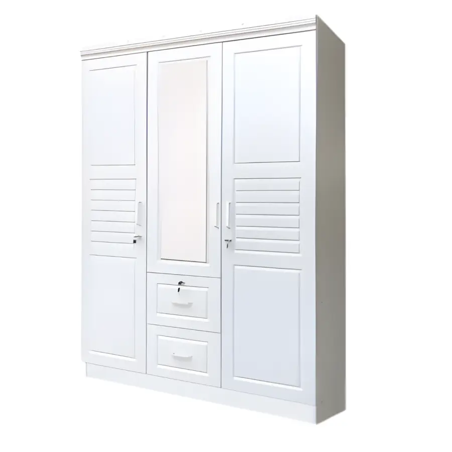 SK-103 WHITE-SILK 3-DOOR WARDROBE