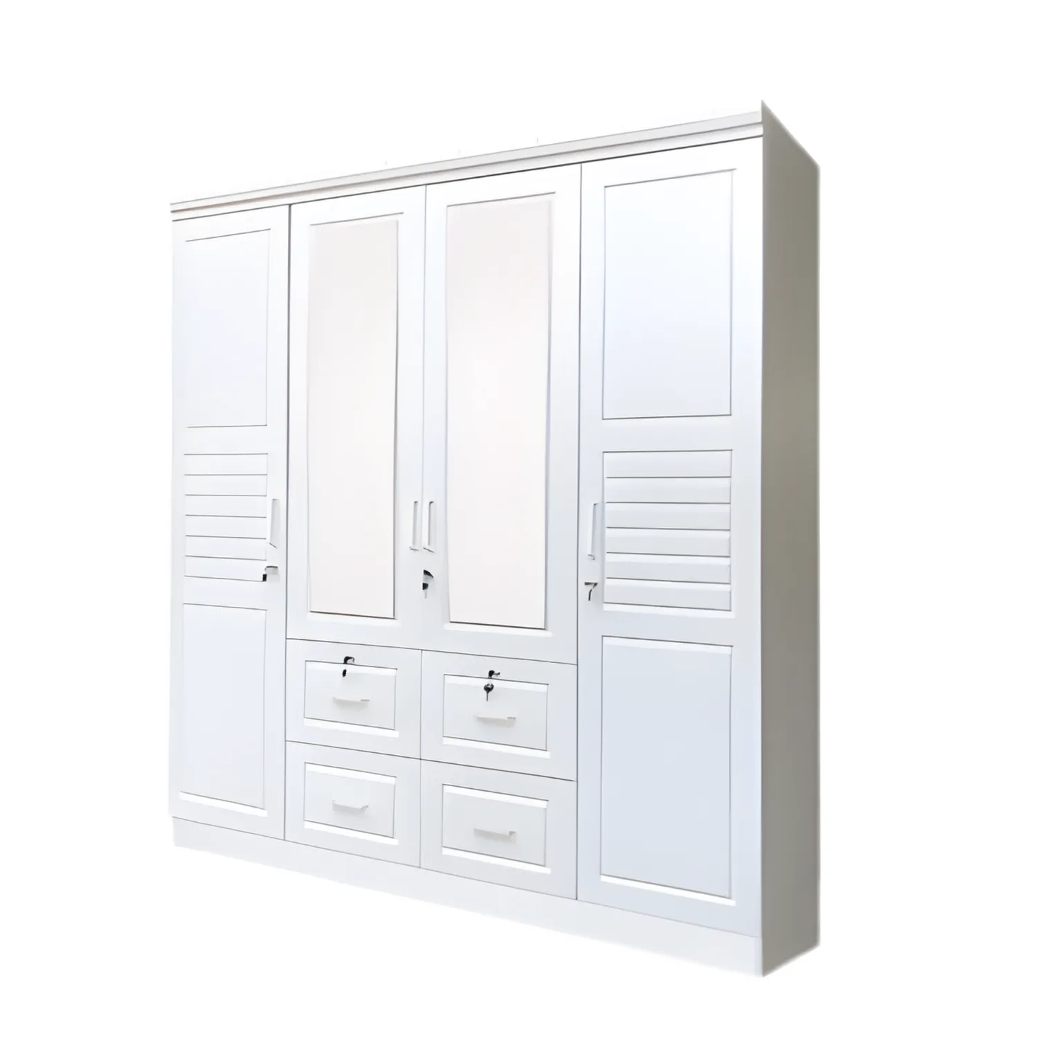 SK-104 WHITE-SILK 4-DOOR WARDROBE