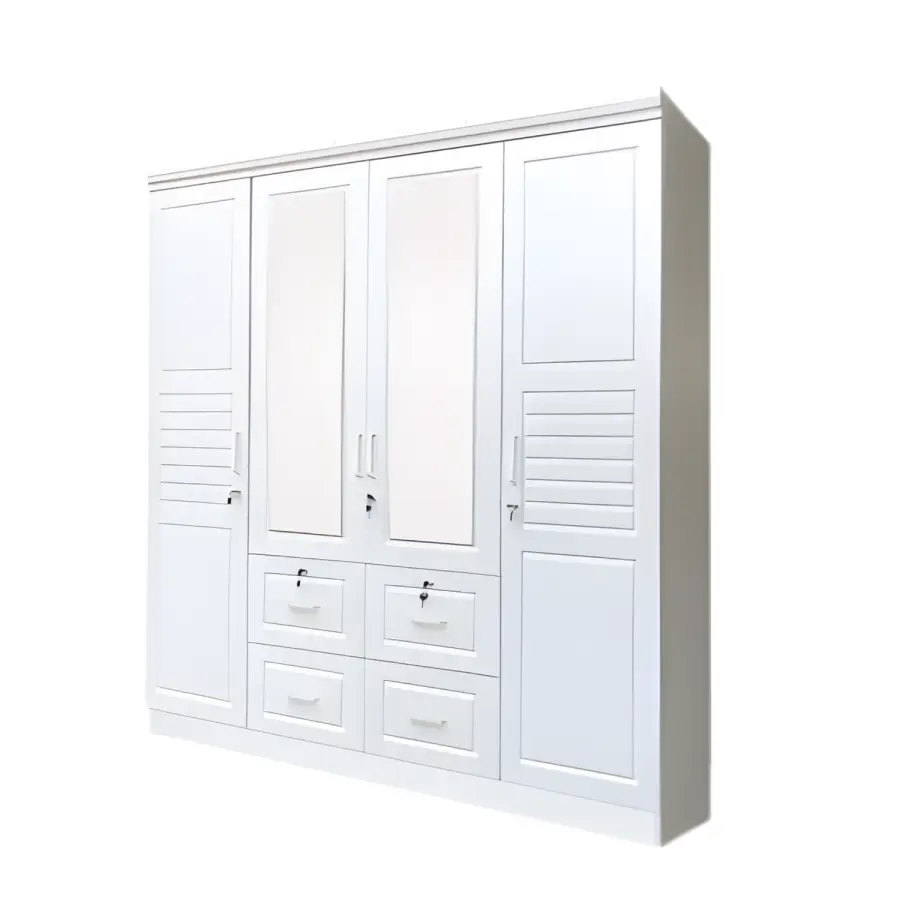 SK-104 WHITE-SILK 4-DOOR WARDROBE