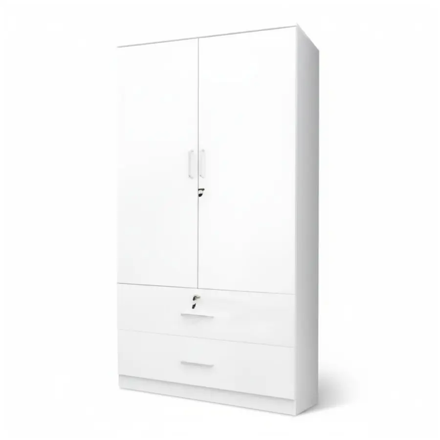 SK-8182 WHITE 2-DOOR WARDROBE