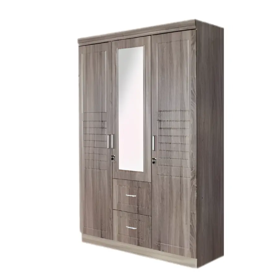 SK-403 Dark Natural Wood 3-DOOR WARDROBE