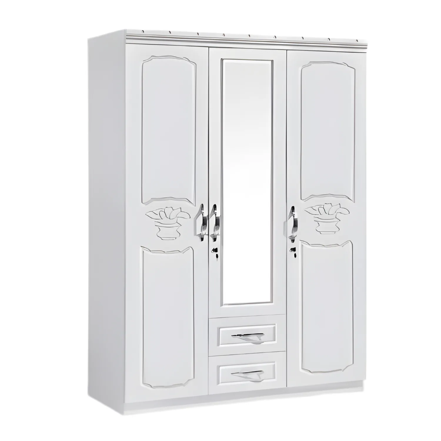 SK-93 WHITE-SILK 3-DOOR WARDROBE