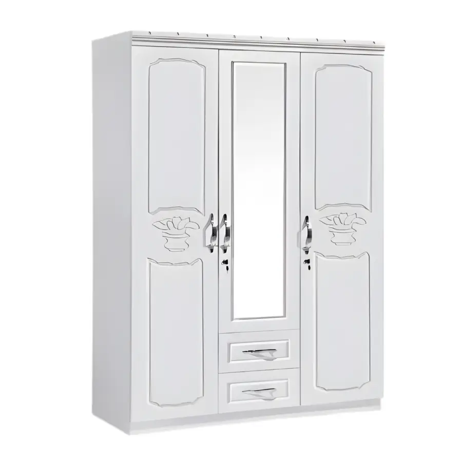 SK-93 WHITE-SILK 3-DOOR WARDROBE