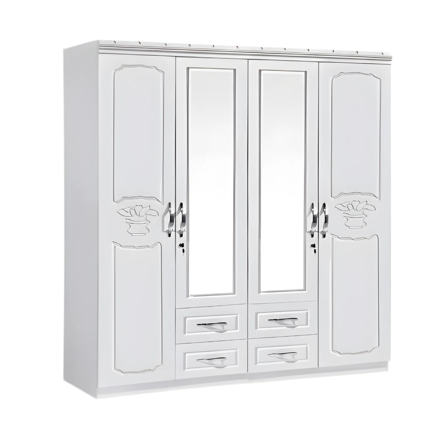 SK-94 WHITE-SILK 4-DOOR WARDROBE