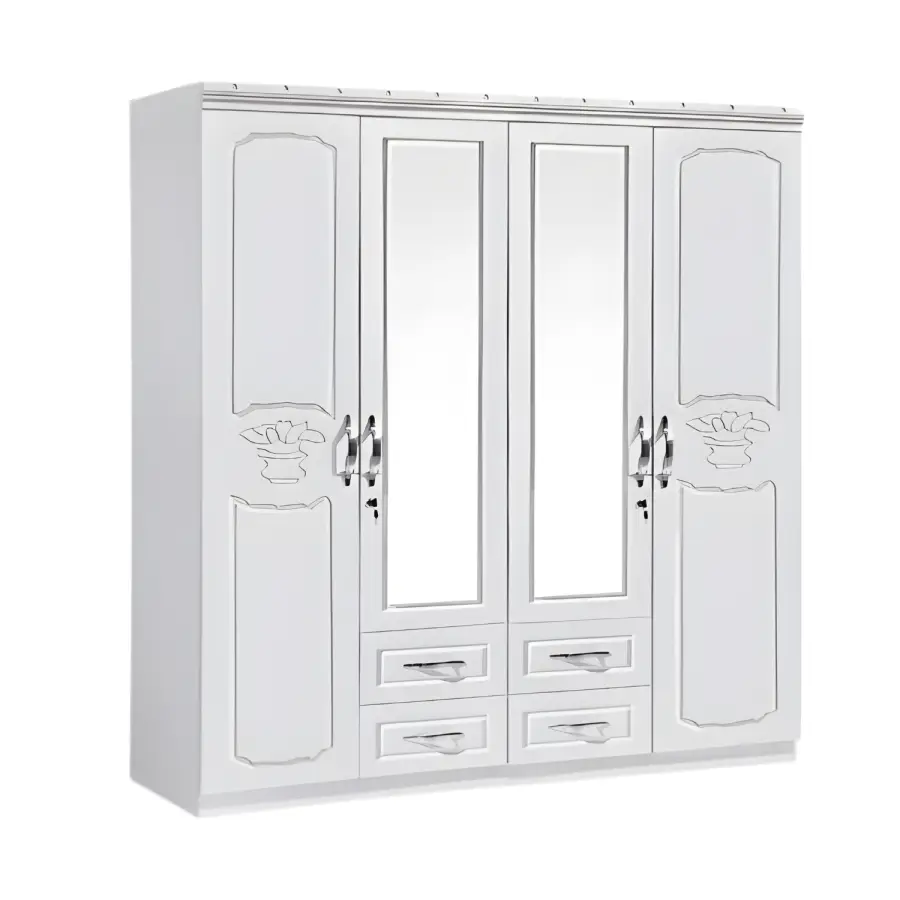 SK-94 WHITE-SILK 4-DOOR WARDROBE
