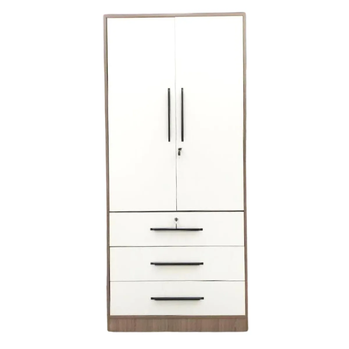 2054-2 Grey Oak + Milky White 2-DOOR WARDROBE