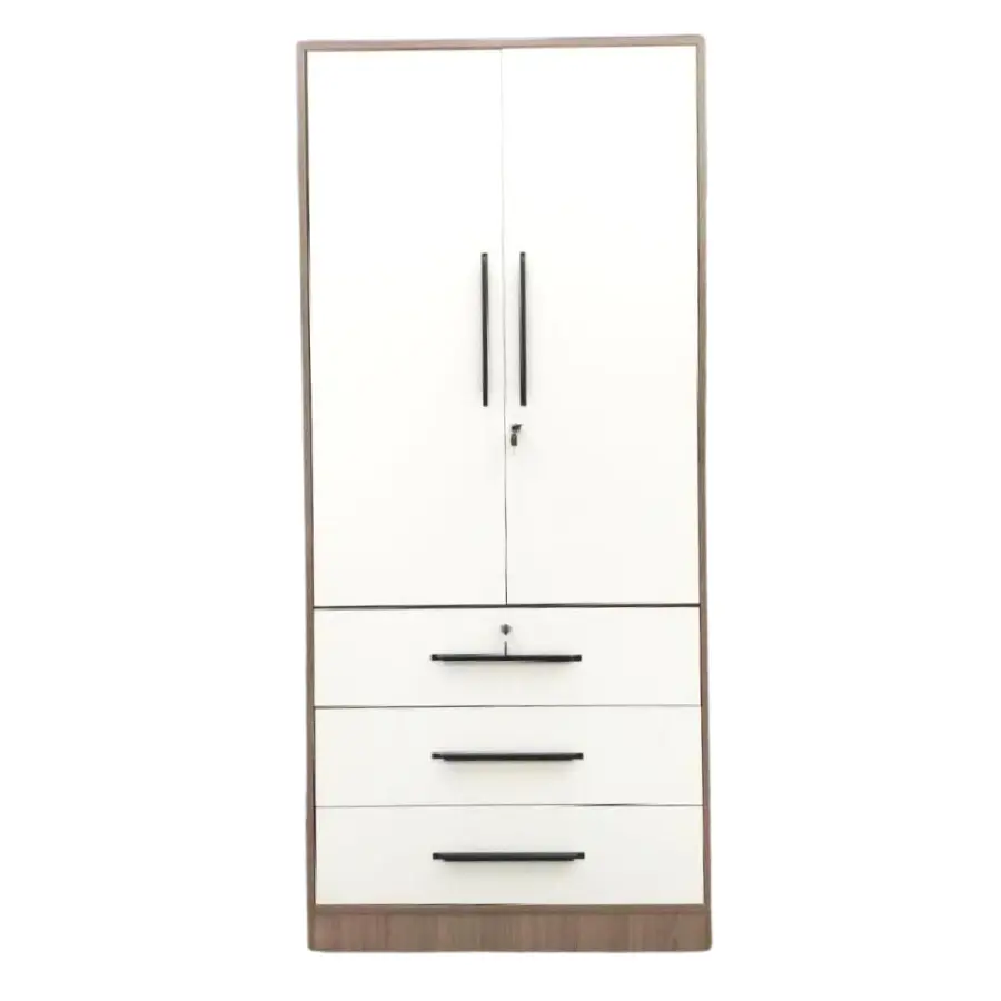 2054-2 Grey Oak + Milky White 2-DOOR WARDROBE