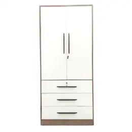 2054-2 Grey Oak + Milky White 2-DOOR WARDROBE