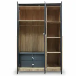 2050-3 Log & Iron Ash Color 3-DOOR WARDROBE