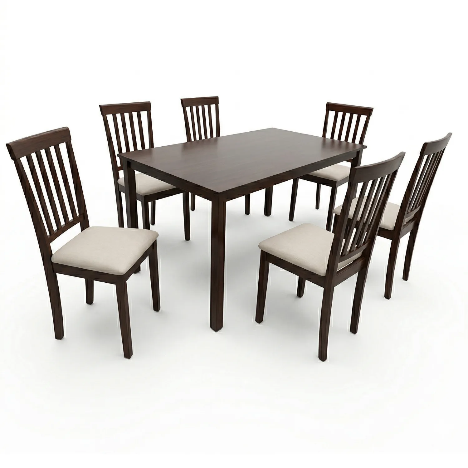 KF-3001-1/KF-41251+6 Cushion & Wooden 6-SEATER DINING SET