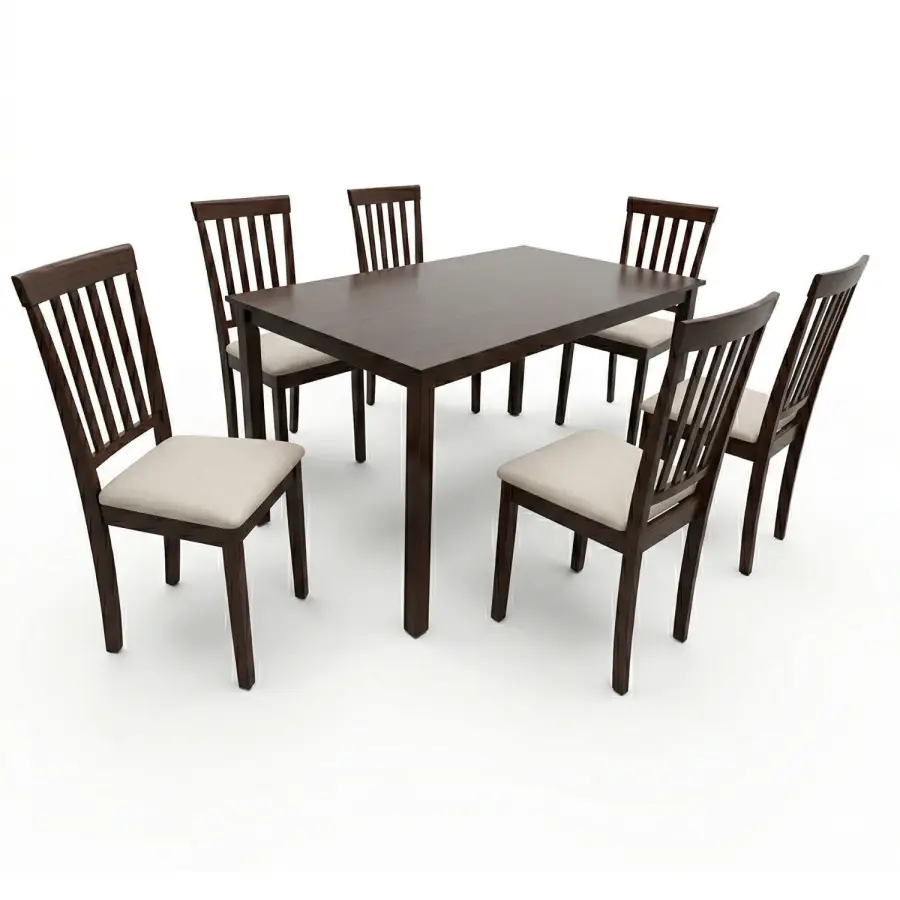 KF-3001-1/KF-41251+6 Cushion & Wooden 6-SEATER DINING SET
