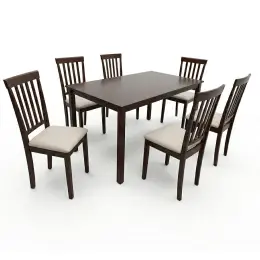 KF-3001-1/KF-41251+6 Cushion & Wooden 6-SEATER DINING SET