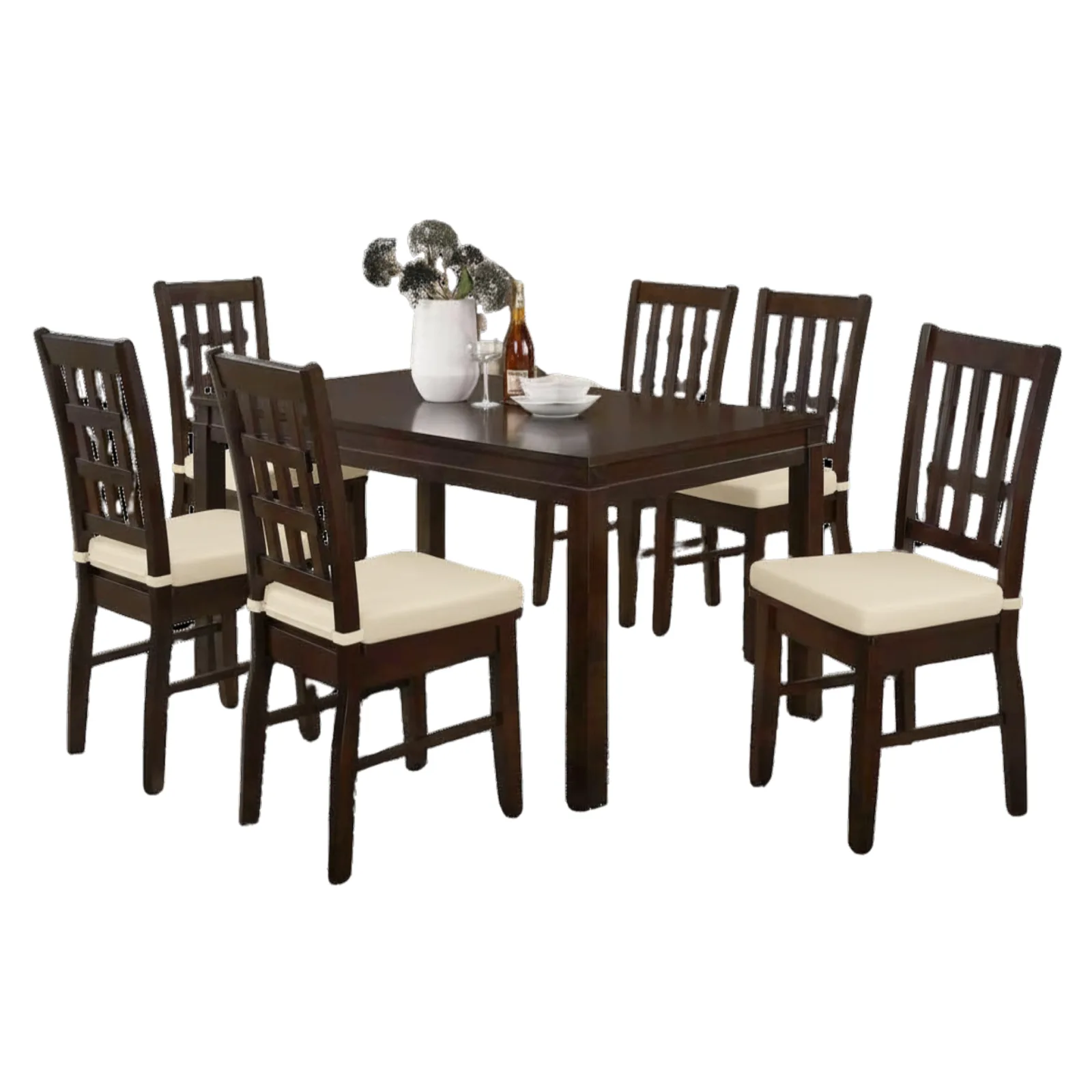 KF3026/KF4045 1+6 cushion & wooden 6-SEATER DINING SET