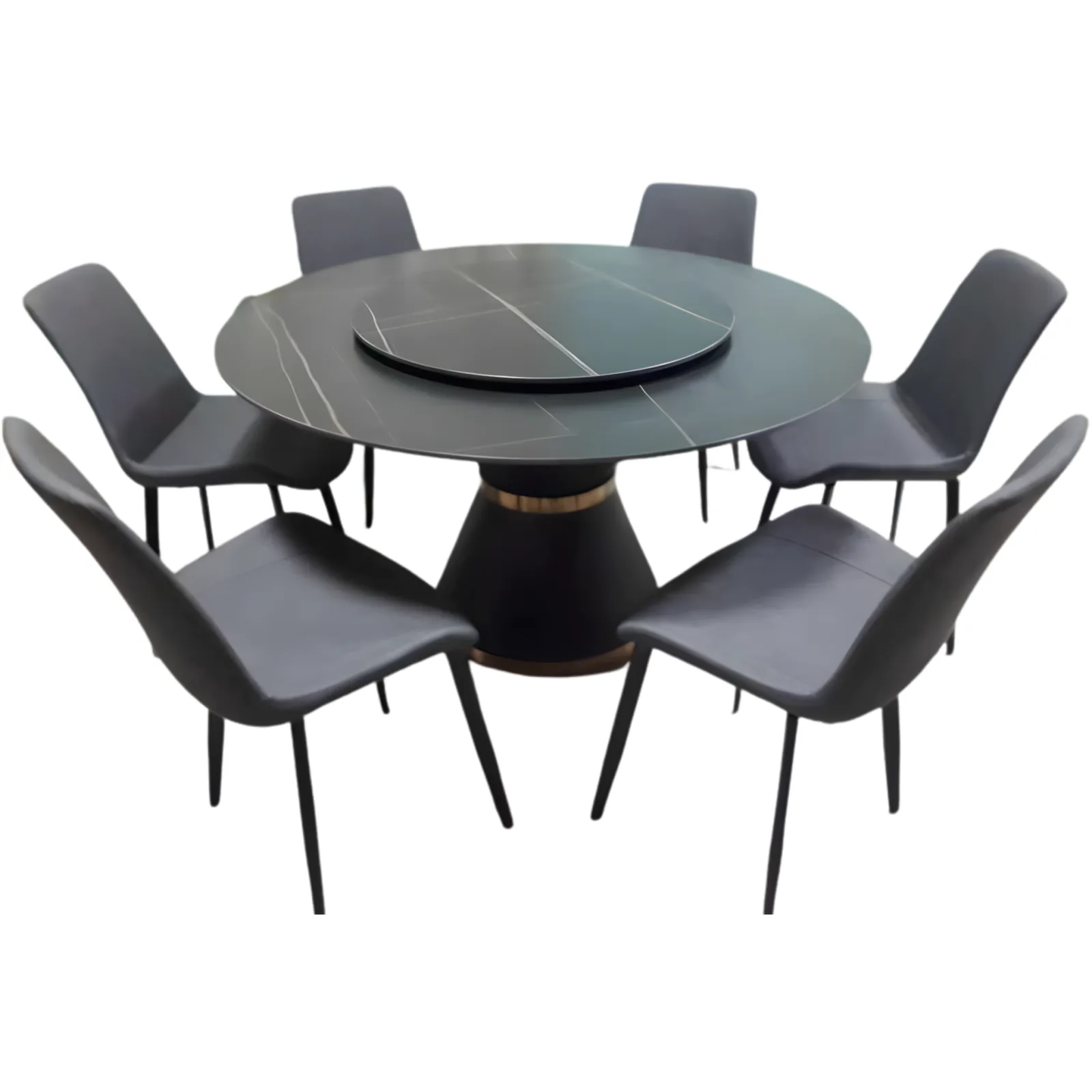 SINTERED ROUND LAUREN BLACK 6-SEATER DINING SET