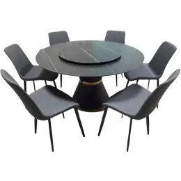 SINTERED ROUND LAUREN BLACK 6-SEATER DINING SET
