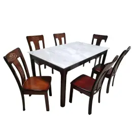 TH1809/TH222 Grey Marble Top  6-SEATER DINING SET