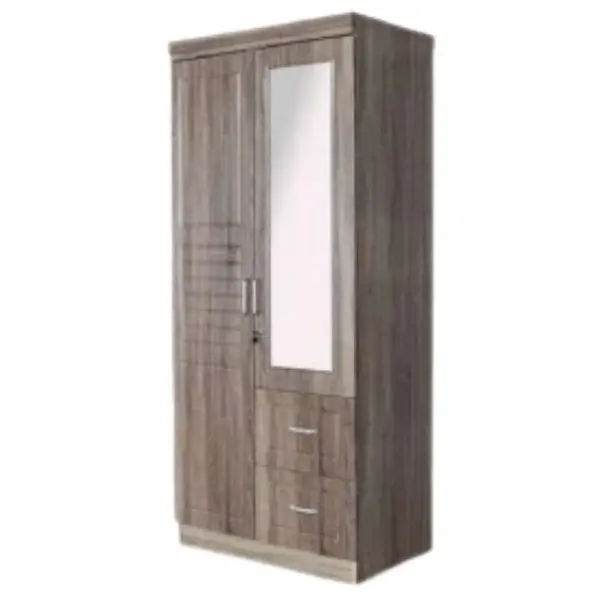 SK-402 Dark Natural Wood 2-DOOR WARDROBE