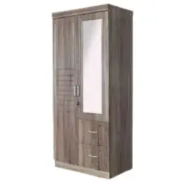 SK-402 Dark Natural Wood 2-DOOR WARDROBE