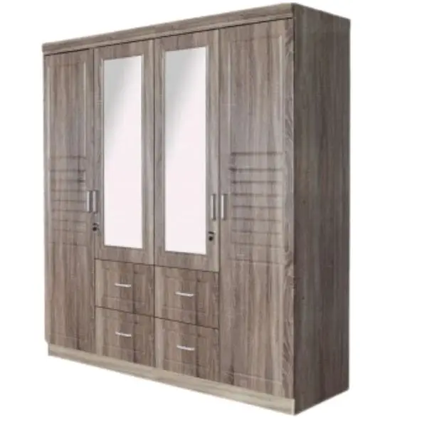 SK-404 Dark Natural Wood 4-DOOR WARDROBE