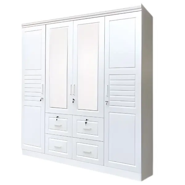 SK-104 WHITE-SILK 4-DOOR WARDROBE