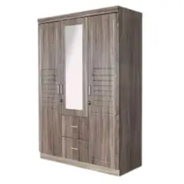 SK-403 Dark Natural Wood 3-DOOR WARDROBE