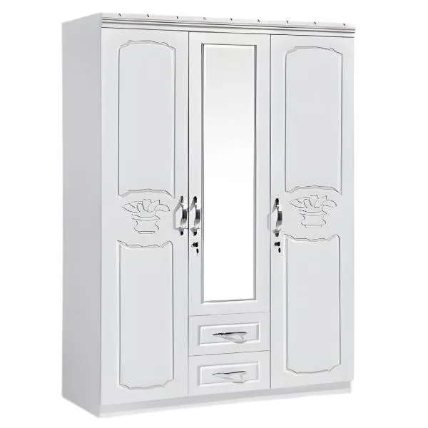 SK-93 WHITE-SILK 3-DOOR WARDROBE