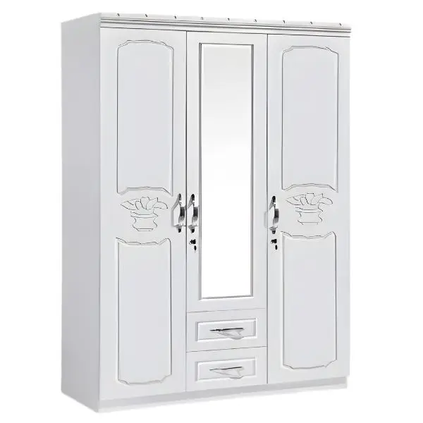 SK-93 WHITE-SILK 3-DOOR WARDROBE