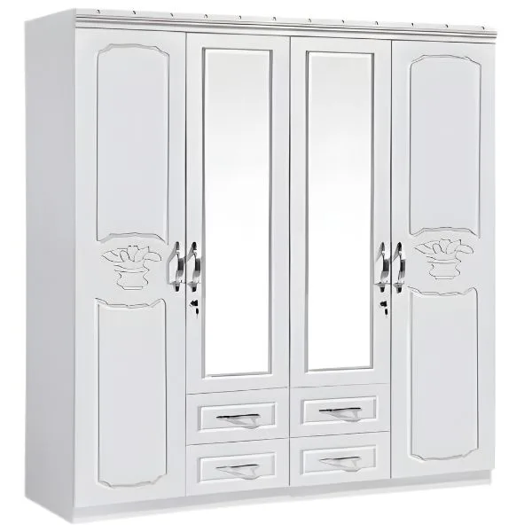 SK-94 WHITE-SILK 4-DOOR WARDROBE