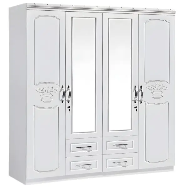 SK-94 WHITE-SILK 4-DOOR WARDROBE
