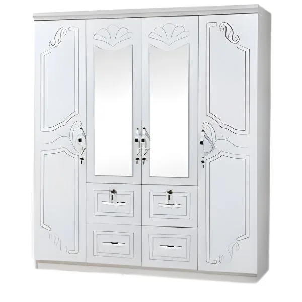 SK-14 WENGE/white-silk 4-DOOR WARDROBE