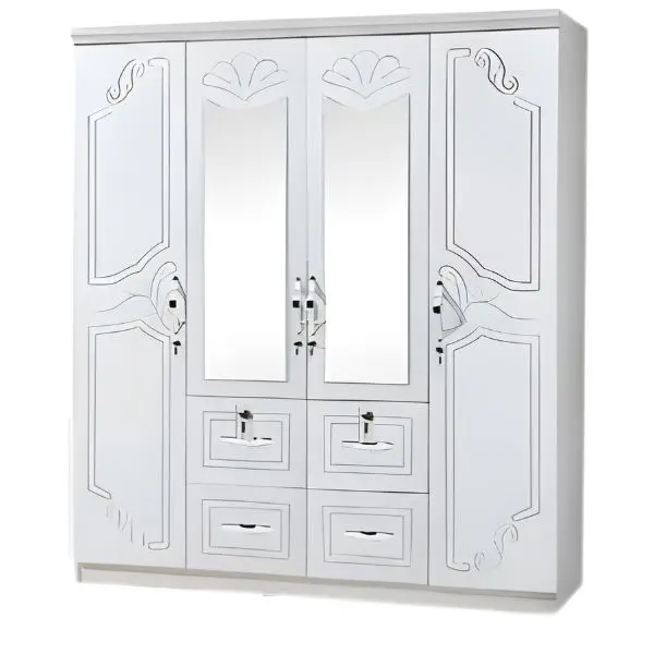 SK-14 WENGE/white-silk 4-DOOR WARDROBE