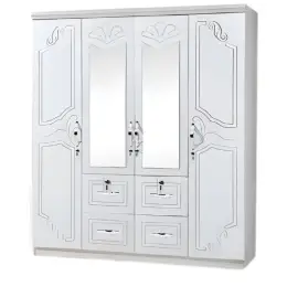 SK-14 WENGE/white-silk 4-DOOR WARDROBE